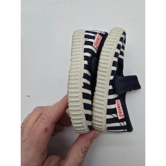 Cienta Kids Navy & White Striped Canvas Mary Jane Shoes Size 20 - Picture 5 of 5